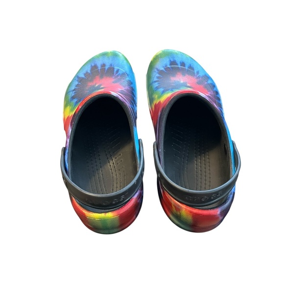 CROCS Men’s Bistro Graphic Slip-Resistant Works Clogs in Rainbow Tye-Dye Size 13 - Picture 2 of 5